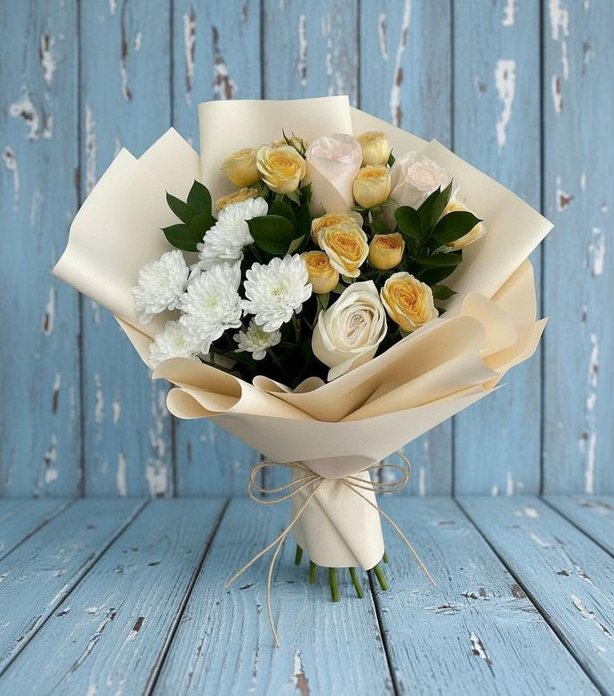 Букет цветов из: Розы и Хризантемы в Аксаково