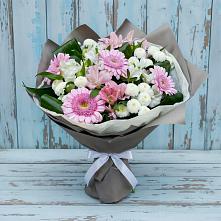 Букет цветов из:  Герберы, Альстромерии и Хризантемы в Аксаково
