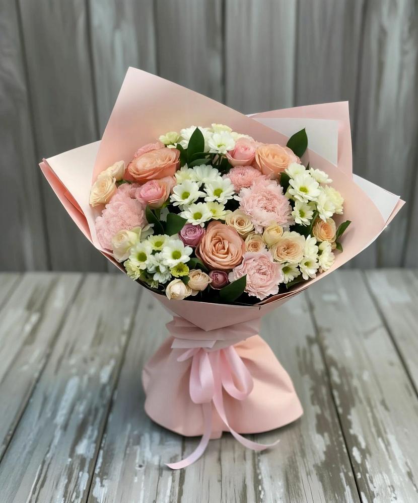 Букет цветов из: Гвоздики, Розы и Хризантемы в Аксаково