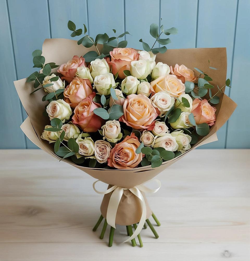 Букет цветов из: Альстромерии и Розы в Аксаково