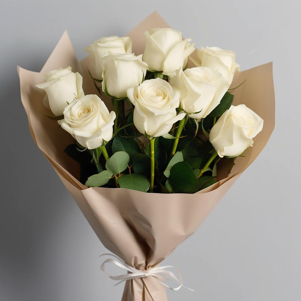 9 Белых роз Эдлесс Лав в Аксаково Букет 9 Белых роз Эдлесс Лав в Аксаково