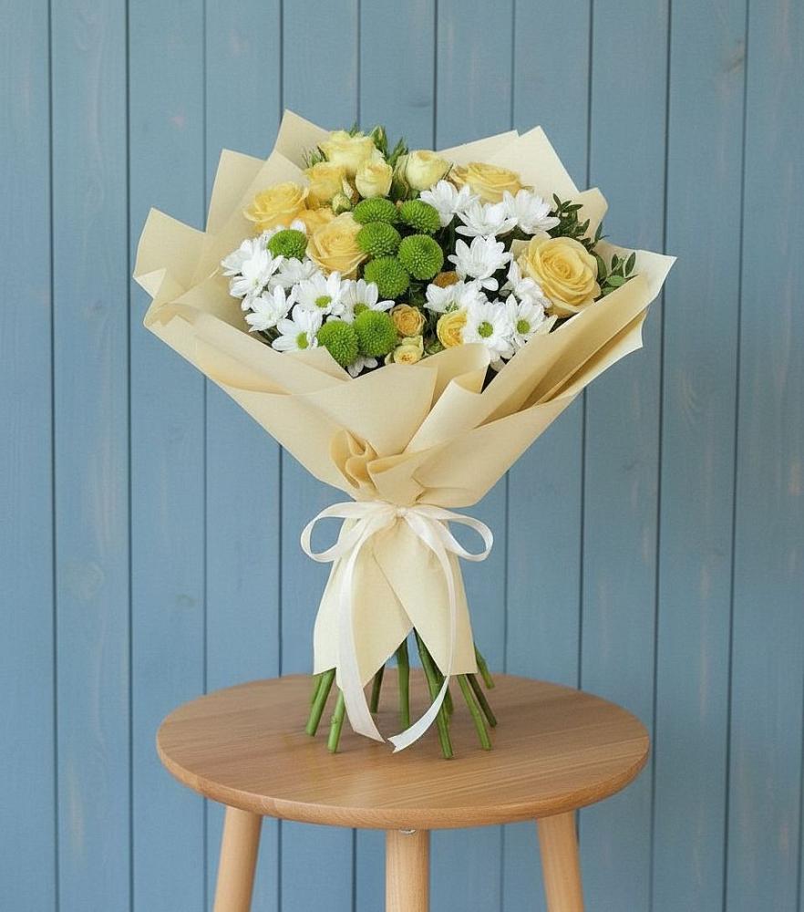 Букет цветов из: Хризантемы и Розы в Аксаково
