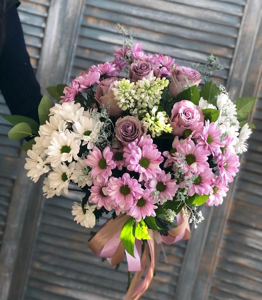 Букет Цветочный шарм в Аксаково Букет цветов из: Хризантемы и Розы в Аксаково