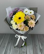 Букет цветов из:  Розы, Герберы и Хризантемы в Аксаково