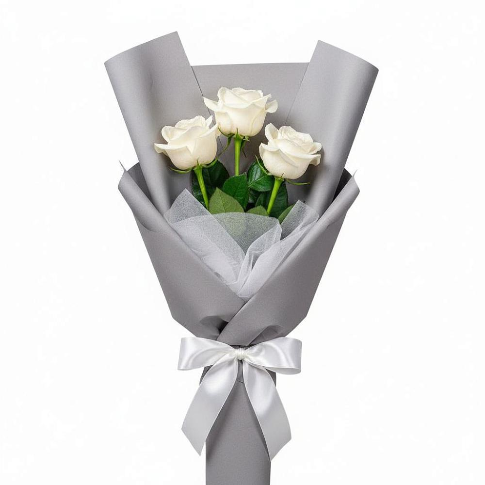 Букет 3 белые розы в Аксаково Букет 3 белые розы в Аксаково
