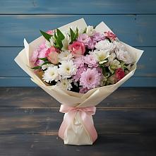 Букет цветов из:  Хризантемы, Альстромерии и Розы #REPLACE_PRED# Аксаково