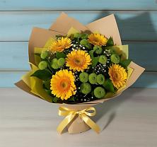 Букет цветов из:  Герберы и Хризантемы в Аксаково