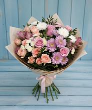 Букет цветов из:  Хризантемы, Розы и Альстромерии #REPLACE_PRED# Аксаково