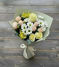 Букет цветов из:  Альстромерии, Розы и Хризантемы в Аксаково