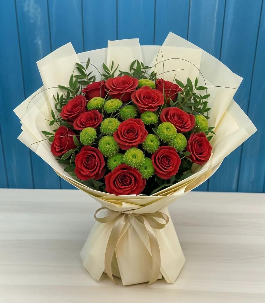 Букет цветов из: Розы и Хризантемы в Аксаково